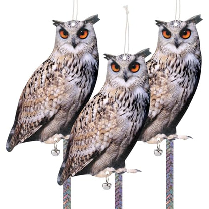 Owl to Keep Pigeons Away, 3 Pack Fake Owls, Pigeon Scare - color: Amazed Eagle 3pc