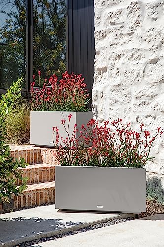 Veradek Block Series Long Box Planter - Rectangular Outdoor Planter - color: Gray, size: Medium