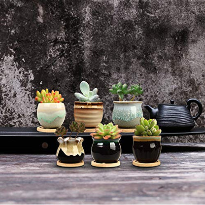 2.1 Inch Ceramic Small Succulent Pot,Plant Pots,Mini Flower Pots - size: 2.3inch-6pack