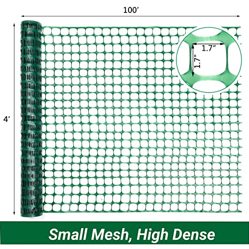 DOEWORKS Plastic Safety Fence, 4 ft x 100 ft Barrier Netting, Green - color: Green