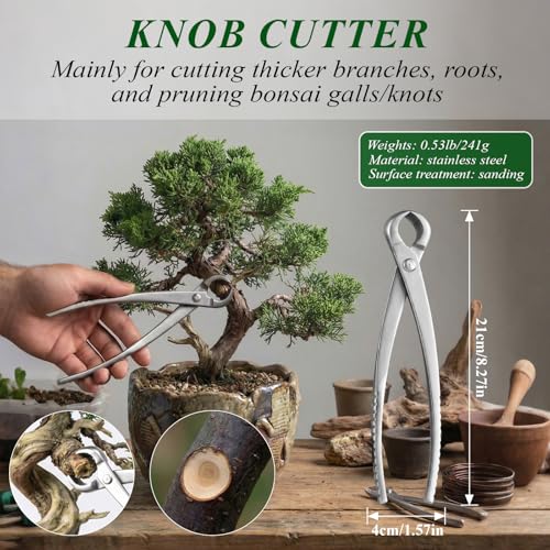Bonsai Tools Set 3-Piece – Knob Cutter, Concave Cutter & Scissors for Trim
