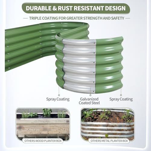 Galvanized Raised Garden Bed - 2 Pcs 4x2x1.4FT Planter Box, Green - color: Green, size: 4x2x1.4ft