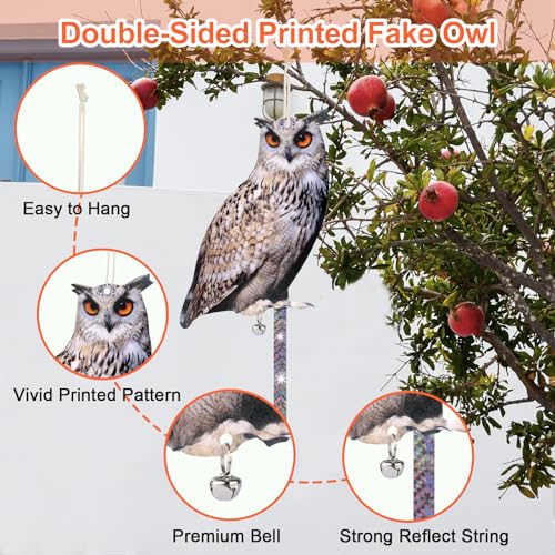 Owl to Keep Pigeons Away, 3 Pack Fake Owls, Pigeon Scare - color: Amazed Eagle 3pc