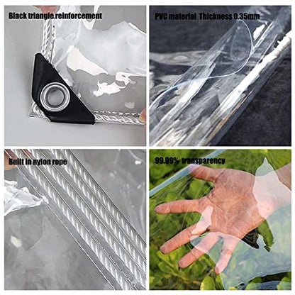 Clear Vinyl Tarp - 0.35mm Clear PVC Tarp, with Grommets and Tying Rope - Duty Heavy Tear Resistant Cover for Camping, Plants Greenhouse, Cars, Patio and Pavilion (4' x 6') - size: 4' x 6'