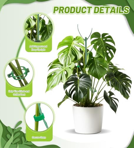 Plant Support Stakes, Stackable Plant Support Poles, Green, 6 Pcs