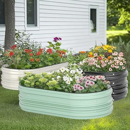WORKPRO 2PK 4x2x1ft Galvanized Raised Garden Bed Set - color: Light Green, size: 4x2x1ft(2PK)