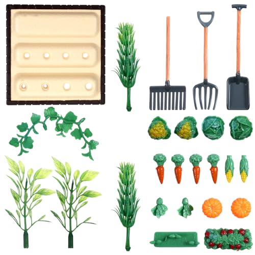 25 Pcs Miniature Stuff, Rustic Realistic Play Food