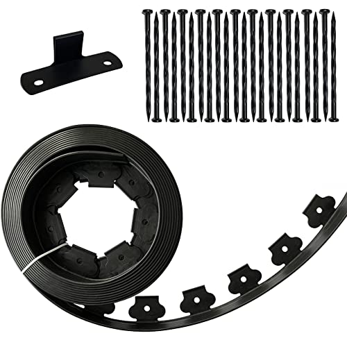 2" x 20' Plastic Landscape Edging Border Black, 20 Spikes - size: 2 in, 20 ft