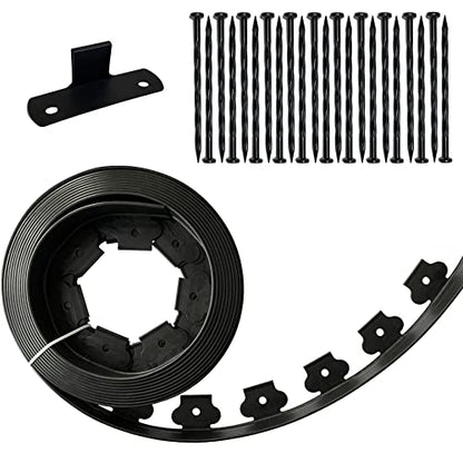 2" x 20' Plastic Landscape Edging Border Black, 20 Spikes - size: 2 in, 20 ft