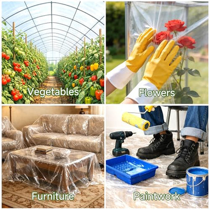10x26ft Greenhouse Plastic Sheeting, 6 mil Clear Polyethylene Film Cover