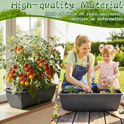 8 Pcs 24 Inch Plastic Window Boxes Planters, Gray - color: Gray
