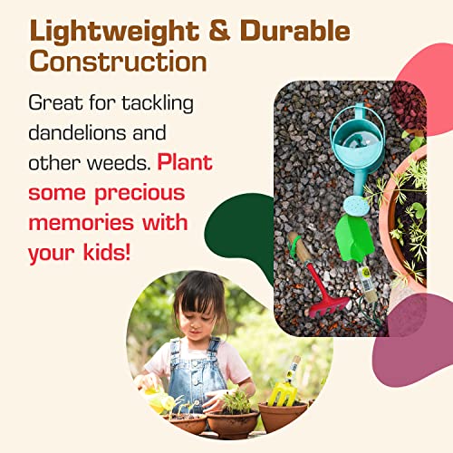 Rugg Kids Garden Hand Hoe, Mini Digging Tool with Wooden Handle, Gardening Tool for Children, Red - color: Hand Hoe
