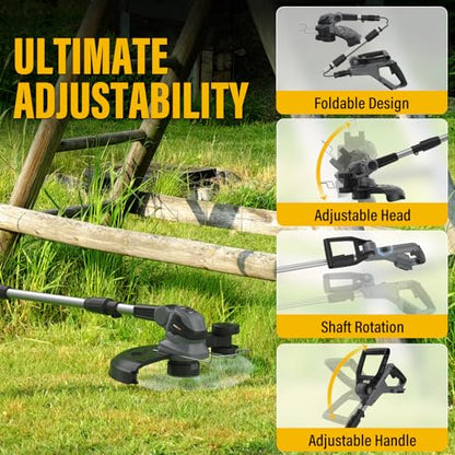 Cordless Weed Wacker Compatible with Dewalt 20V MAX Batteries(Tool Only) - color: Black