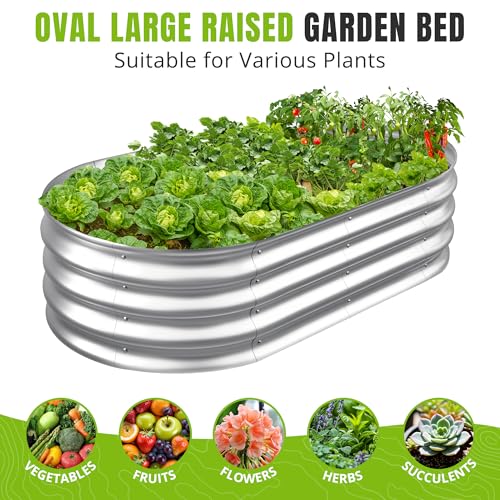 1Pcs Galvanized Raised Garden Bed 4x2x1 FT Metal Planter Box Silver - color: Silver, size: 4x2x1FT