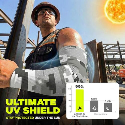 ARMORAY Arm Sleeves for Men UV Protection Cooling SPF 50 Sun Sleeves Sports - color: Gray Camo