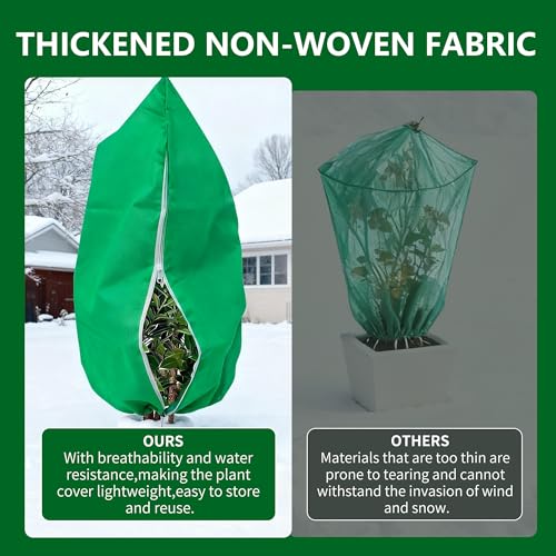 Plant Covers Wind and Frost Protection, Plant Covers with Zipper Drawstring - color: Green