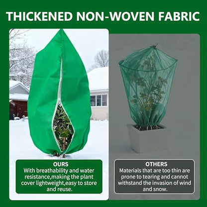 Plant Covers Wind and Frost Protection, Plant Covers with Zipper Drawstring - color: Green