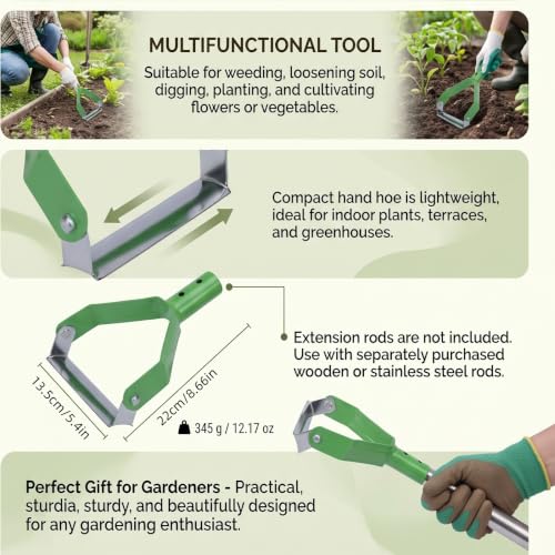 GLOGLOW Stirrup Hoe Replacement Head, Carbon Steel, Green - color: Green