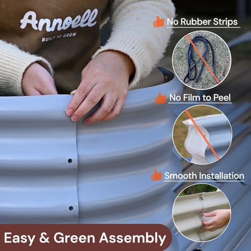 6x2x1.5 ft Galvanized Raised Garden Bed, 18" Tall Metal Planter Box - color: Beige, size: 6x2x1.5ft