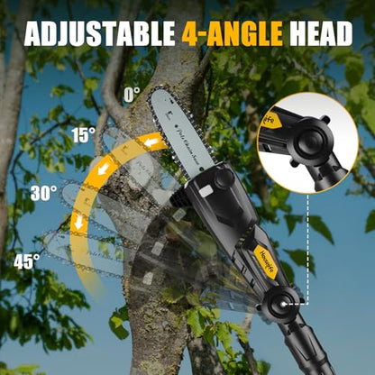 8-Inch Cordless Pole Saw Compatible with Dewalt 20V Max Battery - color: Pole Black