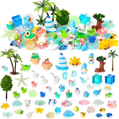 60 Pcs Summer Mini Resin Figurines Tiny Resin Ducks Figures - color: Blue