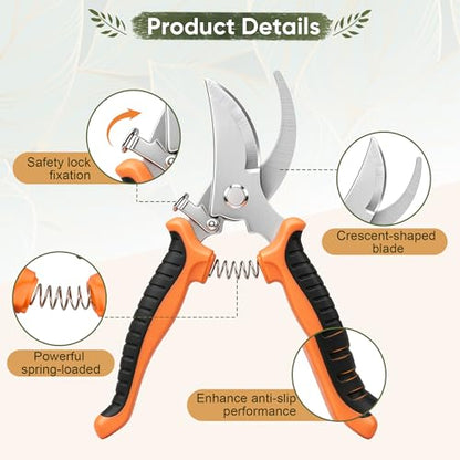 Joyfair Gardening Tools, 8 Pcs Stainless Steel Heavy Duty Garden Tool Set