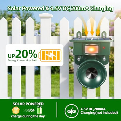 Solar Woodpecker Deterrent for House Ultrasonic Bird Repellent Devices Outdoor Goose Crow Pigeon Deterrents with Motion Activated IP65 Waterproof Bird Scare Devices for Garden Farm Yard Boat