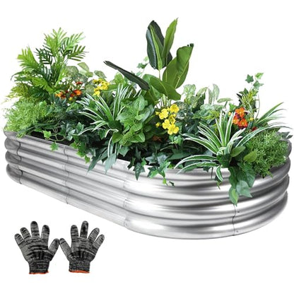 8×4×1 ft Large Galvanized Raised Garden Bed Outdoor, Easy Assembly Metal Planter Box for Gardening, Vegetables, Herbs, Flower - size: 8×4×1ft