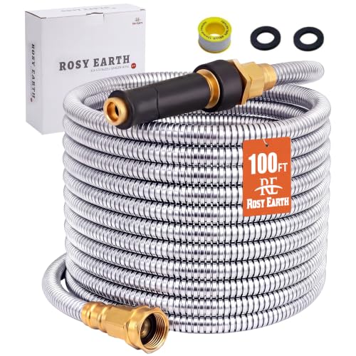 Rosy Earth 100 FT Garden Hose Expandable, 304 Stainless Steel Water Hose - size: 100FT