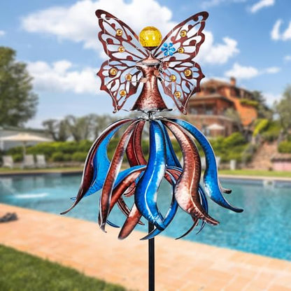 Kircust Extra-Large Tulip Solar Wind Spinner for Outdoor - size: 88.7 Inch