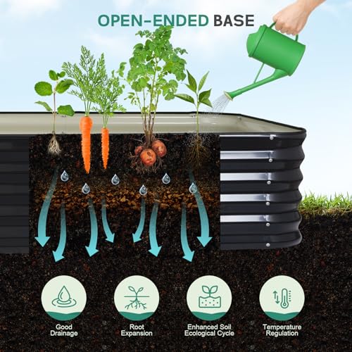 5 in 1 Galvanized Raised Garden Bed, 8x3x1.4ft, Grey - color: Gray, size: 8x3x1.4ft (1pack)