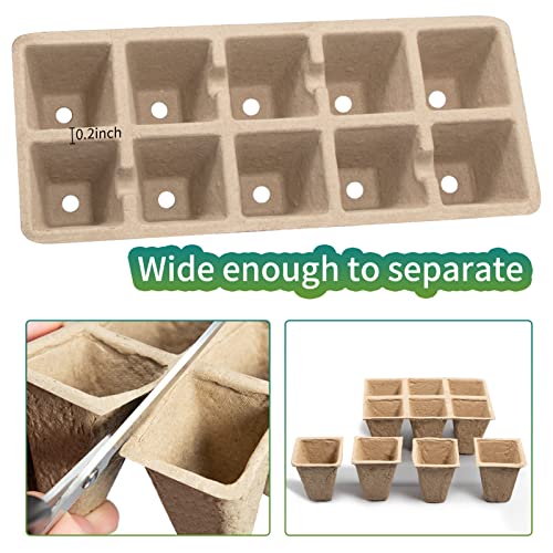 200Cells Seedling Start Trays with Drain Holes,20pcs Peat Pots Seedling Pots Biodegradable,Seedling Starter Kit,Organic Germination Plant Starter Trays(200xLabels,2xTransplant Tools,1xSpray Bottle) - size: 200cells-20pcs