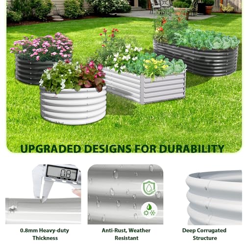 Anleolife 6x3x2ft Oval Deep Root Raised Garden Bed, Antique White - color: Oval White, size: 6×3×2ft Tall