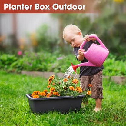 16.9 Inches Deck Railings Planter Box, 2Pcs Hanging Flower Pots, Grey - color: Gray