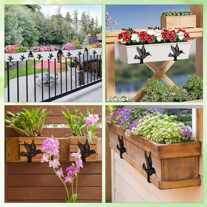 Chumia 4 Pcs Window Box Brackets Adjustable Planter Box Bracket for Railing