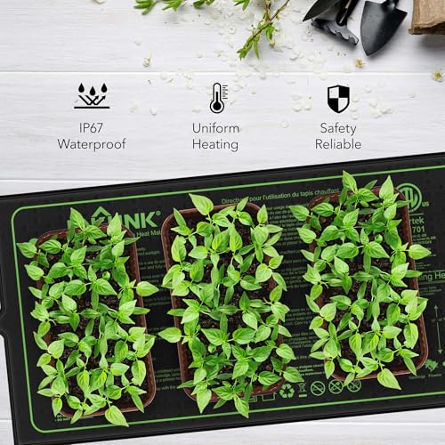 BN-LINK 10" x 20.75" Seedling Heat Mats for Seed Starting Plant Germination - size: 10x20 4 Pack Daisy Chainable