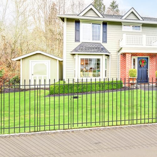 Decorative Metal Garden Fence with Gate 36" x 10', Dog Fence Outdoor - size: 36″H x 10ft (1Gate+4Panels)