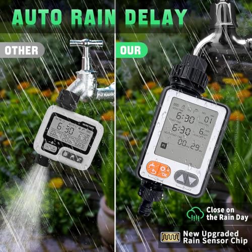 Programmable Water Timer for Garden Hose,10 Independent Watering Programs,Digital Sprinkler Timer with Rain Delay,Large LCD Display,Suitable for lawns, courtyards,and Vegetable Gardens
