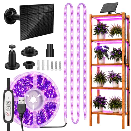 Solar Grow Light Strip for Indoor Outdoor Greenhouse Plants IP65 Waterproof - size: 16.4ft