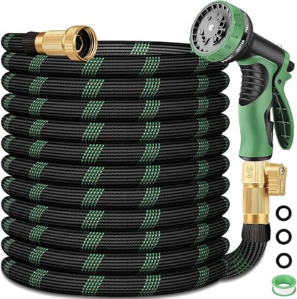 75 ft Non-Expandable Garden Hose, Flexible Ultra Lightweight Durable, Kink-Free Water Hose with 10 Function Sprayer - Non-Tangle,Puncture Proof pipe, Easy to Store, All-Weather Use Garden Hoses