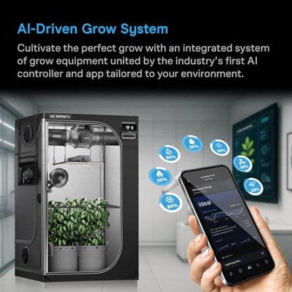 AC Infinity AI Grow System Compact 2x2, 1-Plant Kit w/ AI Controller - size: 24” x 24” x 48”