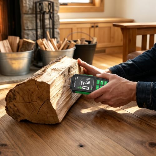 RDINSCOS MT93 Wood Moisture Meter, Rechargeable Wood Moisture Detector - color: Green