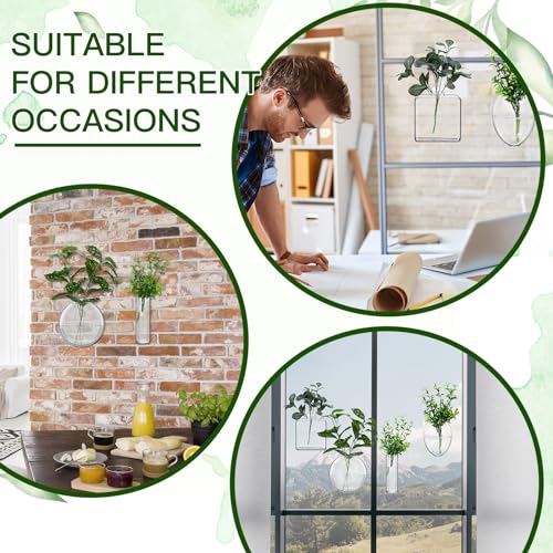 Baderke 4 Pcs Wall Hanging Planter Wall Window Propagation Station Hanging Planter Glass Terrarium Container Plant Propagation Station Vase for Garden Office Decor(Geometric)