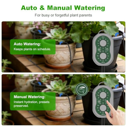 50FT Automatic Plant Watering System with Timer, Rechargeable Drip Kit