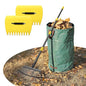 Leaf Rake 18” Wide Heavy Duty Metal 25 Tines Garden Rake Set with 30-75” Adjustable Long Handle for Yard Grass Shrub Mulch Including 32Gallon Garden Bag Leaf Scoops