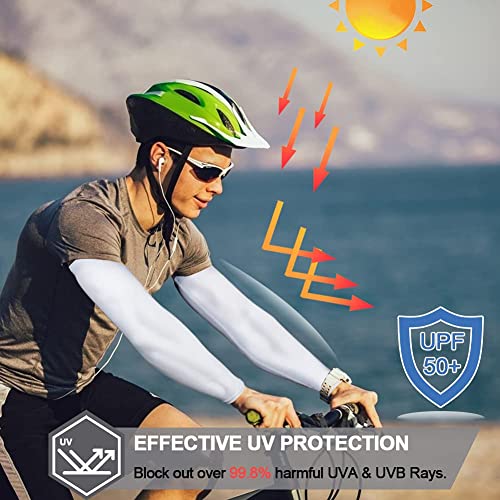 beister UV Protection Arm Sleeves for Men & Women, UPF 61+ Cooling Cover - color: White, size: X-Large