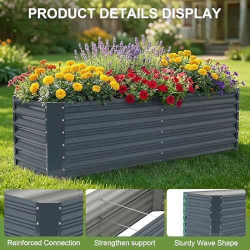 Raised Garden Bed, 6x2x1.86ft, Grey - color: Gray, size: 6×2×2FT(1pcs)