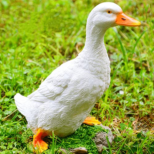 Real Farm Duck Statues,Funny Duck Fence Decoration,Resin Duck Decor,Outdoor Real Animal Statue,Duck Sculpture,Perfect for Home Garden Stairs,Farm,Patio,Backyard - color: White