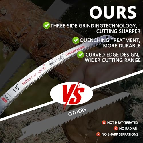 15Inch Arc Edge Reciprocating Saw Blade with Storage Box, 7TPI Japanese Teeth with Curved Edge Wood Pruning Saw Blades for Tree Trimming, Wood Cutting (5 Pack)