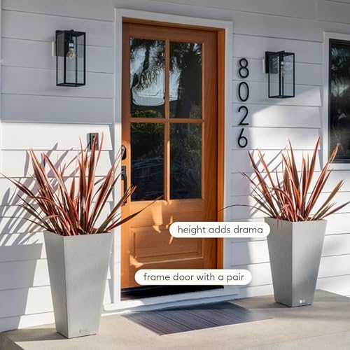 Veradek Pure Series Taper Planter - Tall Tapered Outdoor Planter with Shelf - color: Gray, size: 24 inch - 1 Pack